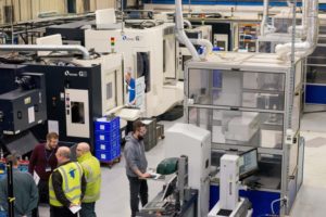 Photo of the JJ Churchill facility, showing their research into how it can link together its VIPER grinding centres and CMMs and automate them